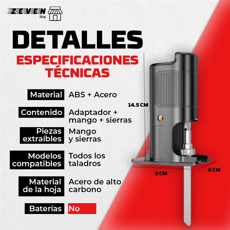 CutClean™ Adaptador de sierra eléctrica para taladro (Corta madera, acero y plástico)